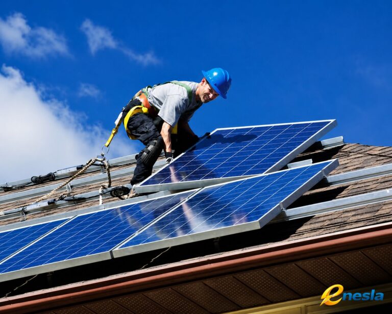 Instalación de paneles solares en un techo
